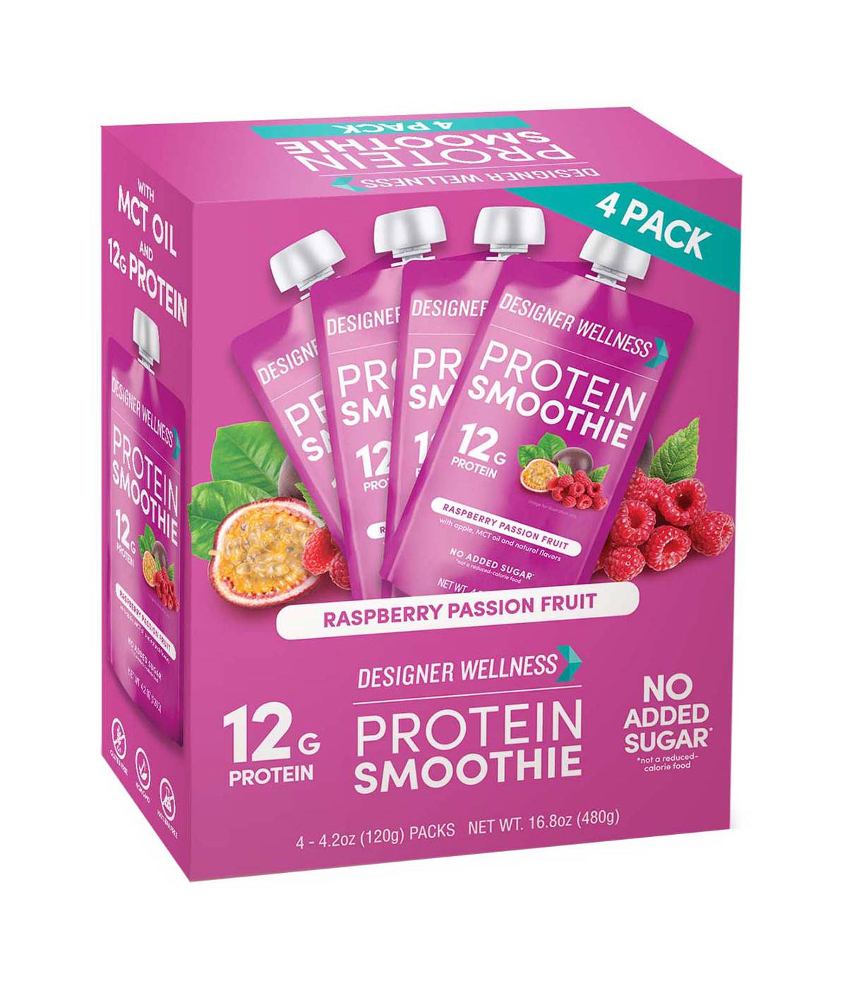 Designer Wellness 12g Protein Smoothies 4 pk - Raspberry Passion Fruit; image 1 of 2