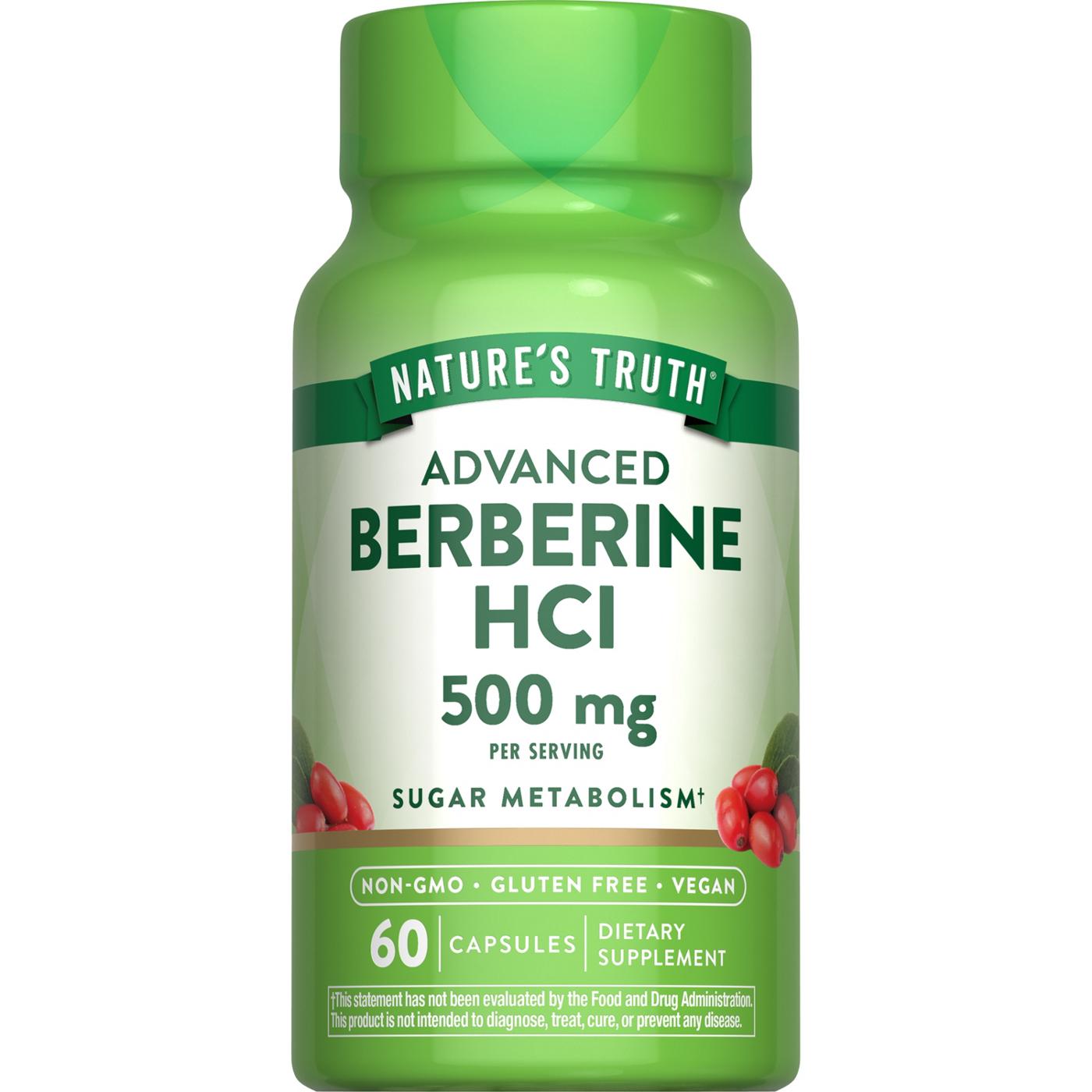 Nature's Truth Advanced Berberine HCI 500 mg Vegetarian Capsules; image 1 of 4