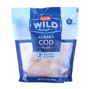 H-E-B Wild Caught Frozen Alaska Cod Fillets