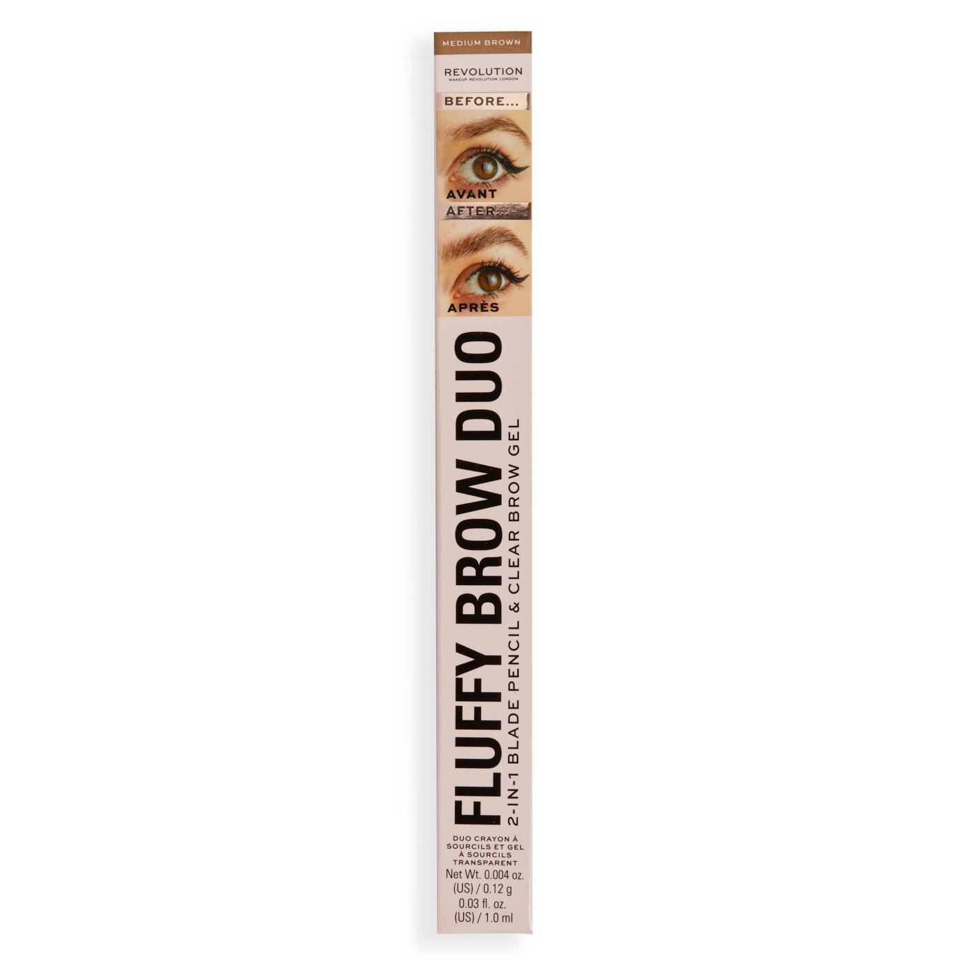 Makeup Revolution Fluffy Brow Duo Pencil - Medium Brown; image 1 of 4