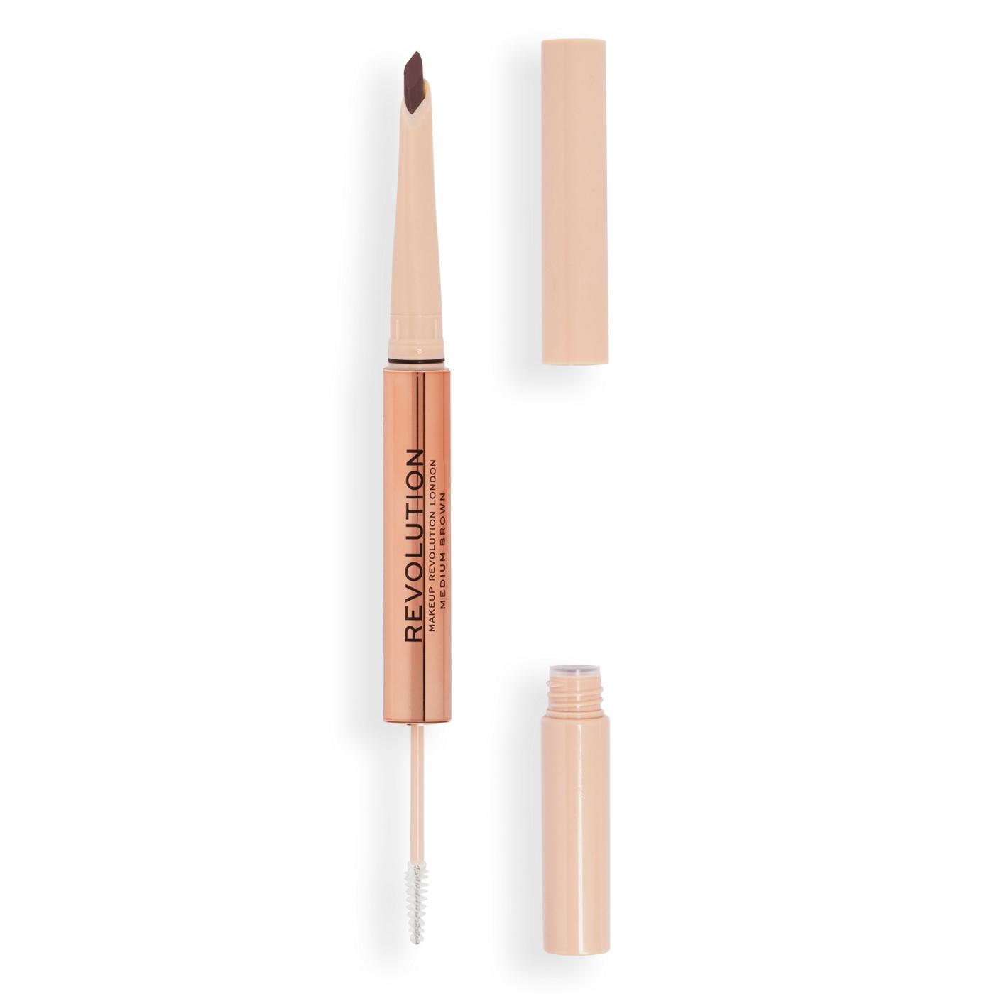 Makeup Revolution Fluffy Brow Duo Pencil - Medium Brown; image 2 of 4