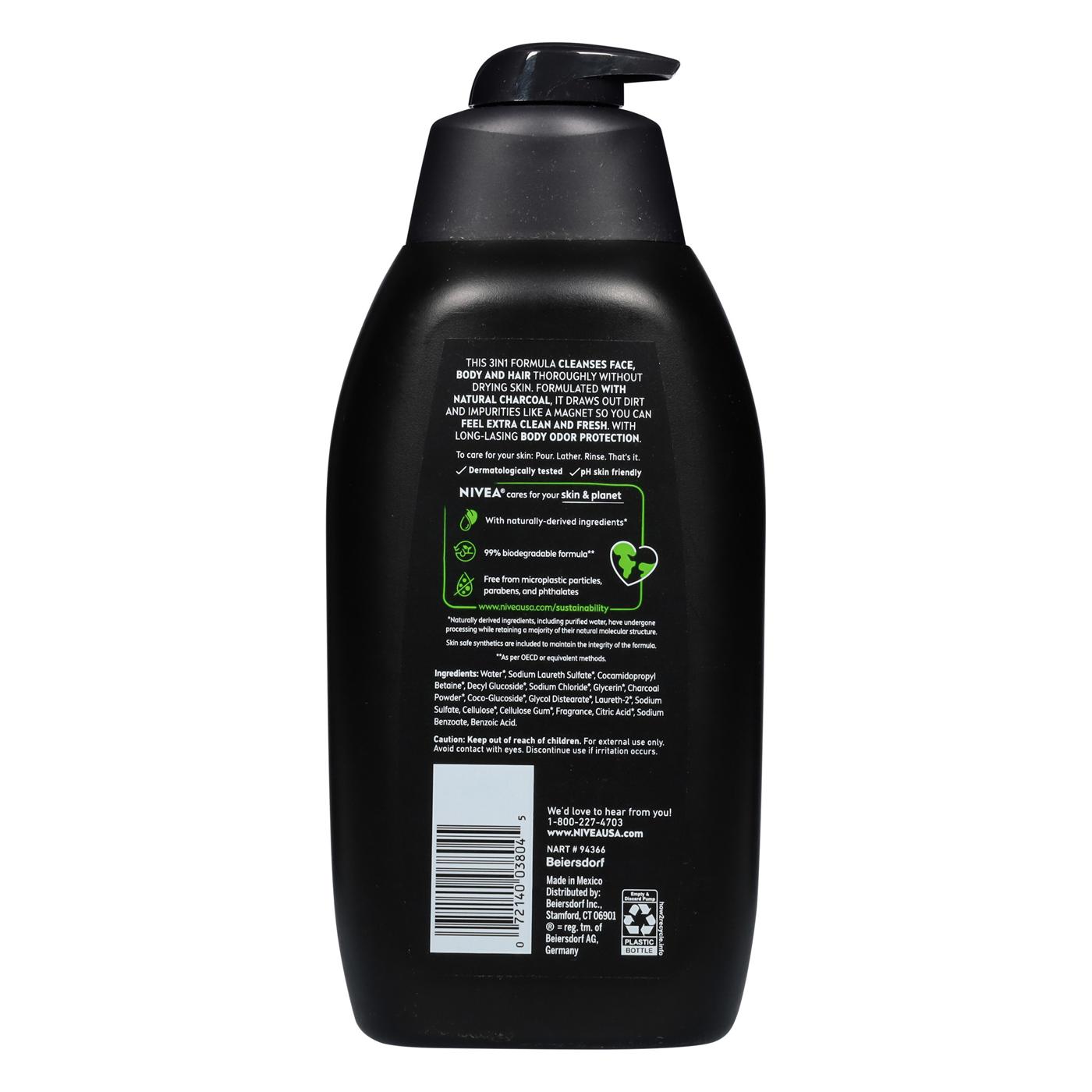 NIVEA Men Active Clean 3- in-1 Body Wash - Deep Clean with Natural Charcoal ; image 2 of 2