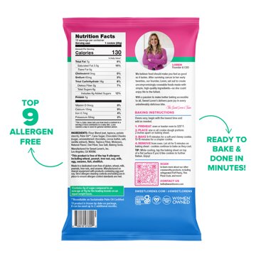 Sweet Loren's Gluten Free & Vegan Less Sugar Chocolate Chunk Cookie Dough, 12 oz