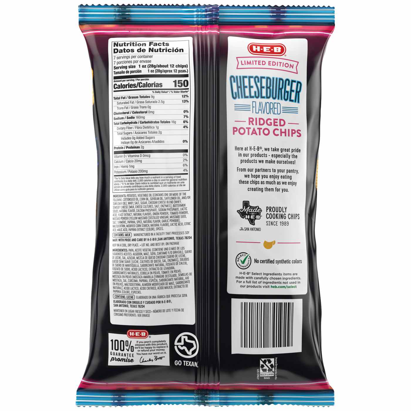 HEB Ridged Potato Chips Cheeseburger Shop Chips at HEB