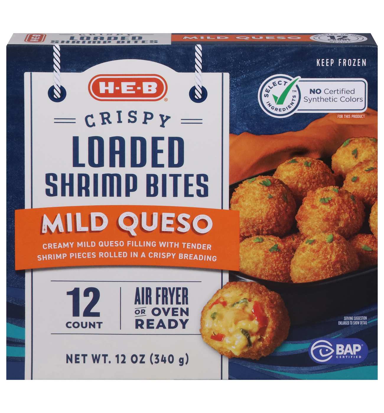 H-E-B Frozen Crispy Loaded Shrimp Bites – Mild Queso; image 1 of 2