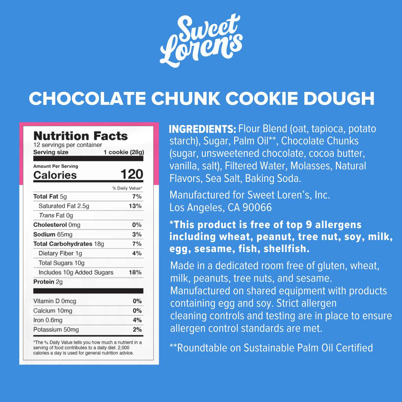 Sweet Loren's Gluten Free & Vegan Chocolate Chunk Cookie Dough; image 2 of 3