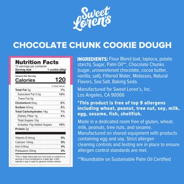 Sweet Loren's Gluten Free & Vegan Chocolate Chunk Cookie Dough, 12 oz