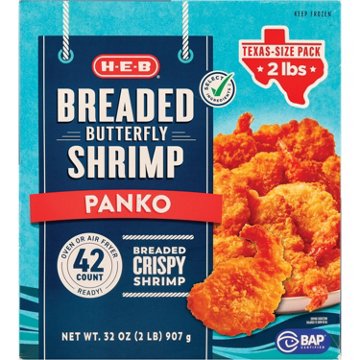 H-E-B Frozen Panko Breaded Butterfly Shrimp - Texas-Size Pack, 32 oz