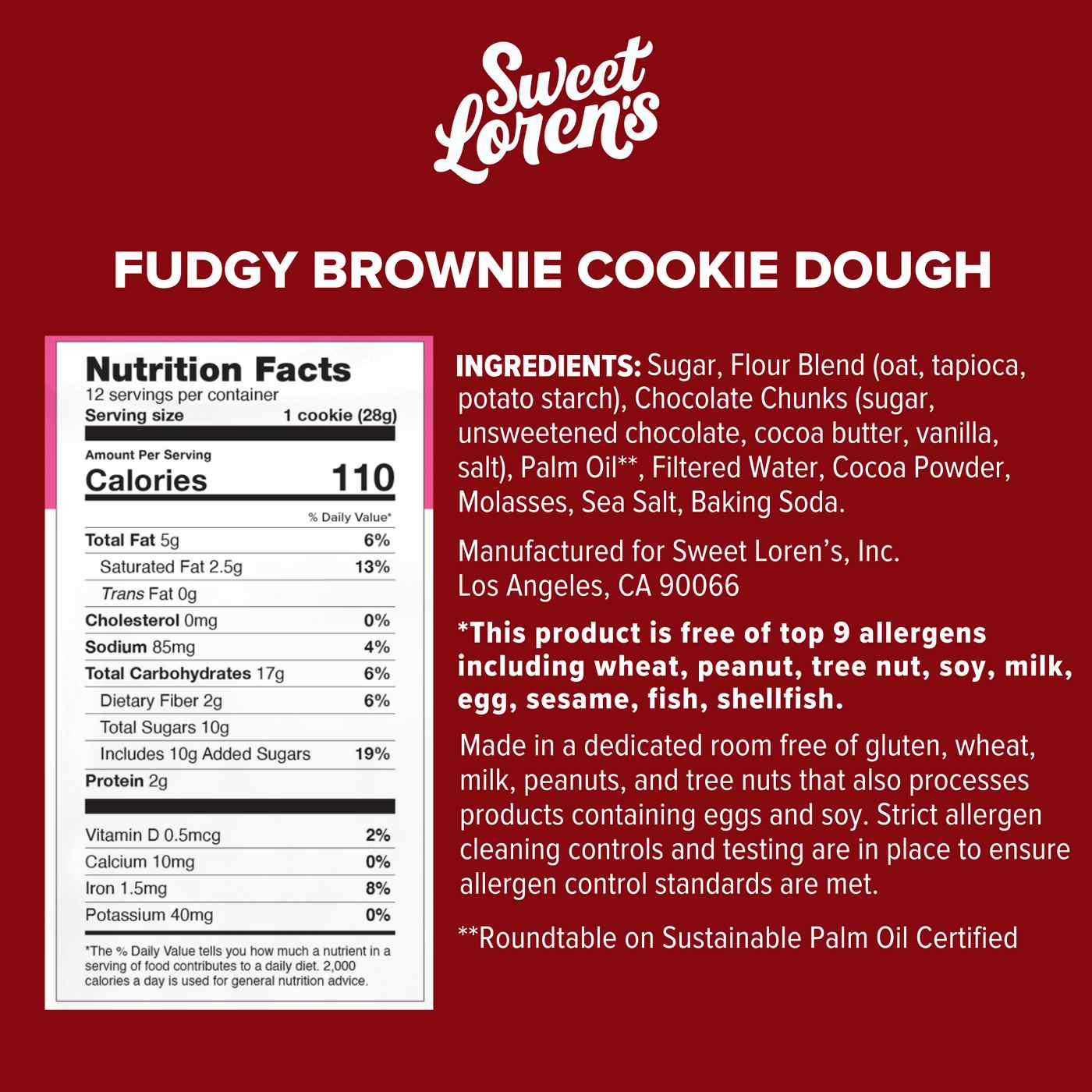 Sweet Loren's Gluten Free & Vegan Fudgy Brownie Cookie Dough; image 3 of 3