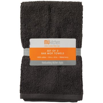 MU Kitchen Bar Mop Dish Towels - Slate, 3 Pk, 16" x 18"