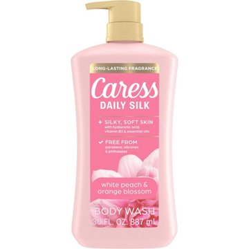 Caress Daily Silk Body Wash - White Peach & Orange Blossom, 30 oz