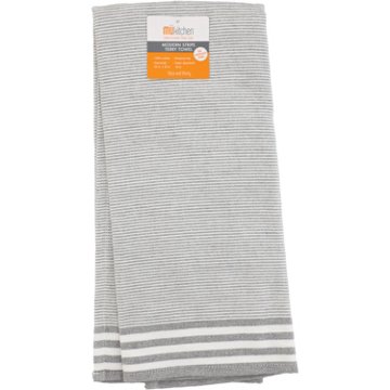 MU Kitchen Terry Kitchen Towel - Stripe Stainless, 20" x 30"