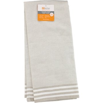 MU Kitchen Terry Kitchen Towel - Stripe Khaki, 20" x 30"