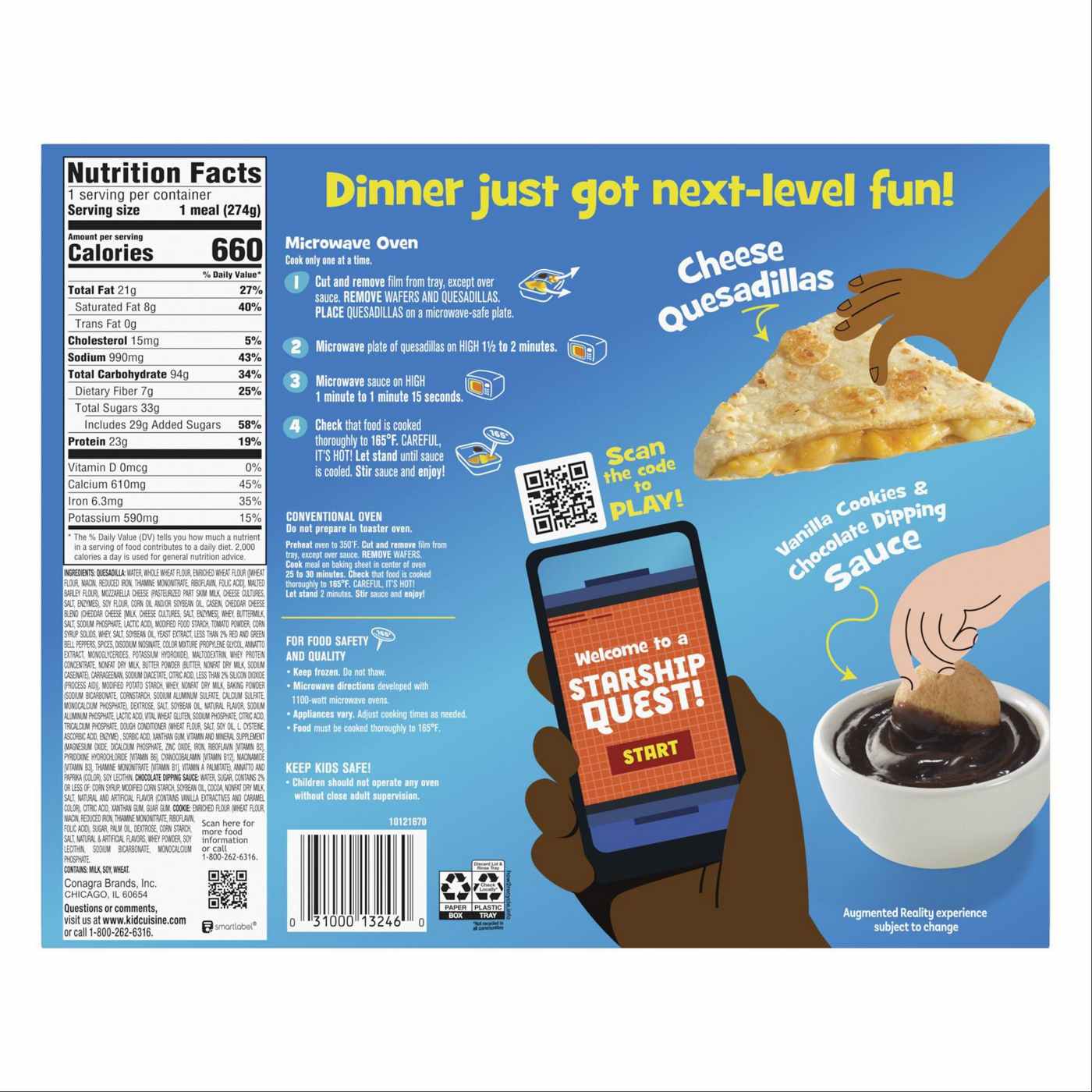 Kid Cuisine Level Up Cheese Quesadilla Frozen Meal - Shop Entrees ...