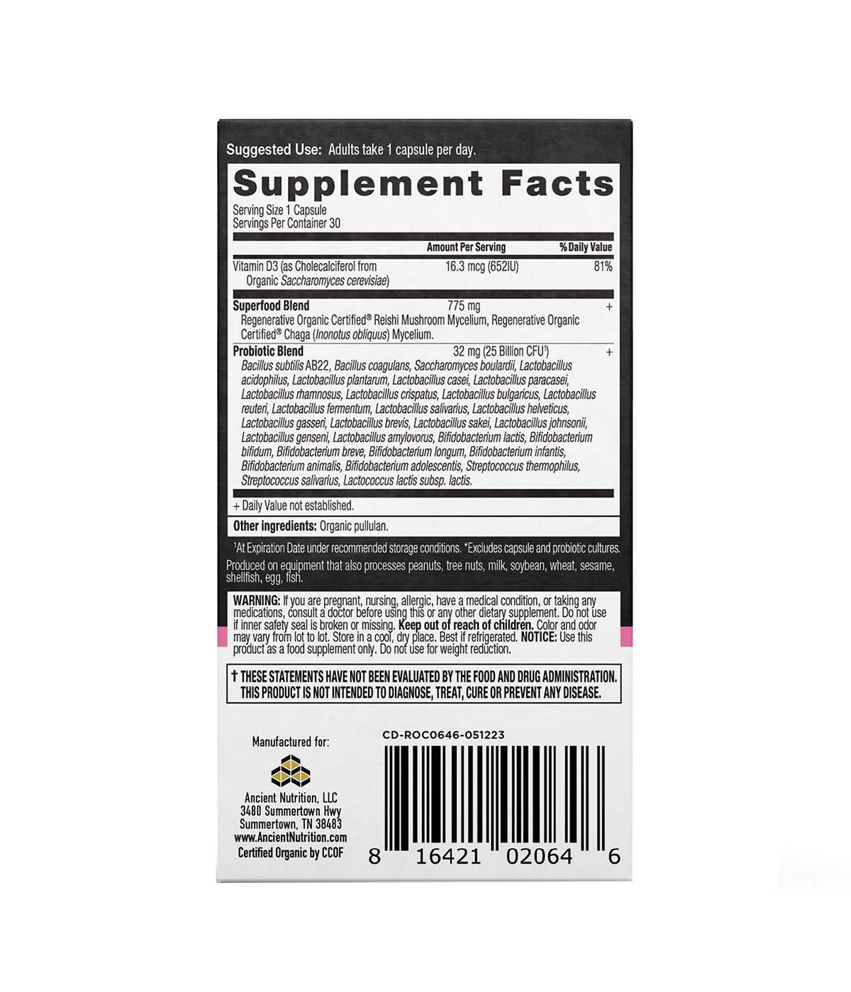 Ancient Nutrition Women's Once Daily Probiotics Capsules; image 2 of 5