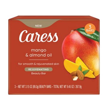 Caress Rejuvenating Beauty Bar - Mango and Almond Oil, 9.45 oz