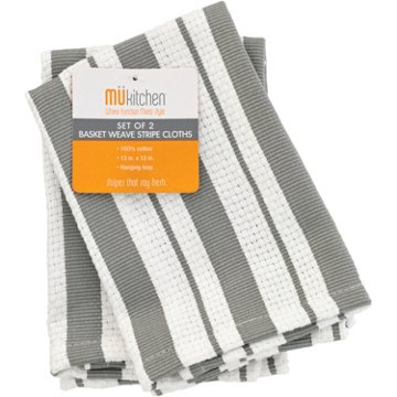 MU Kitchen Basket Weave Cloths - Stone, 2 Pk, 12" x 12"