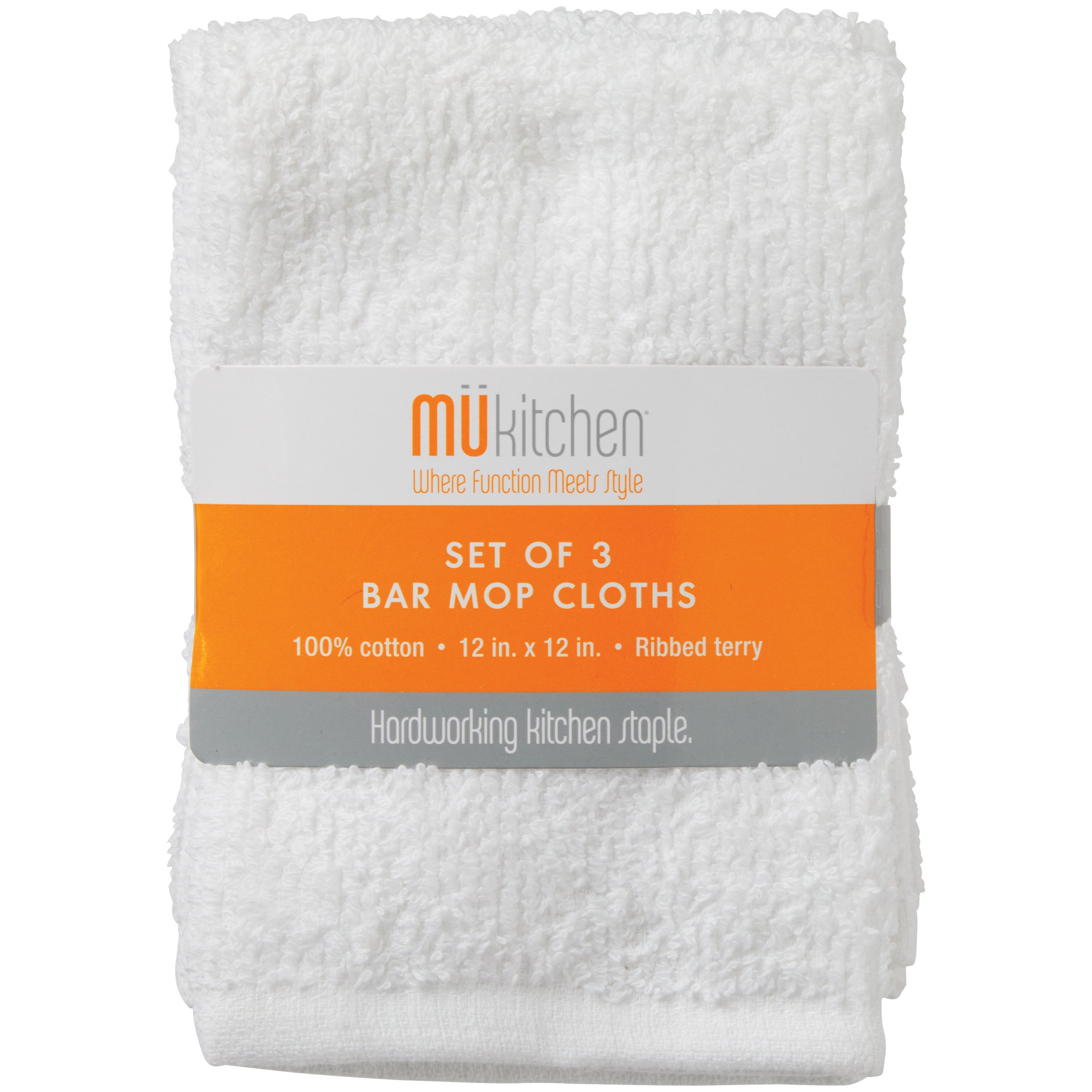 MU Kitchen Bar Mop Cloths White, 3 Pk Shop Kitchen linens at HEB
