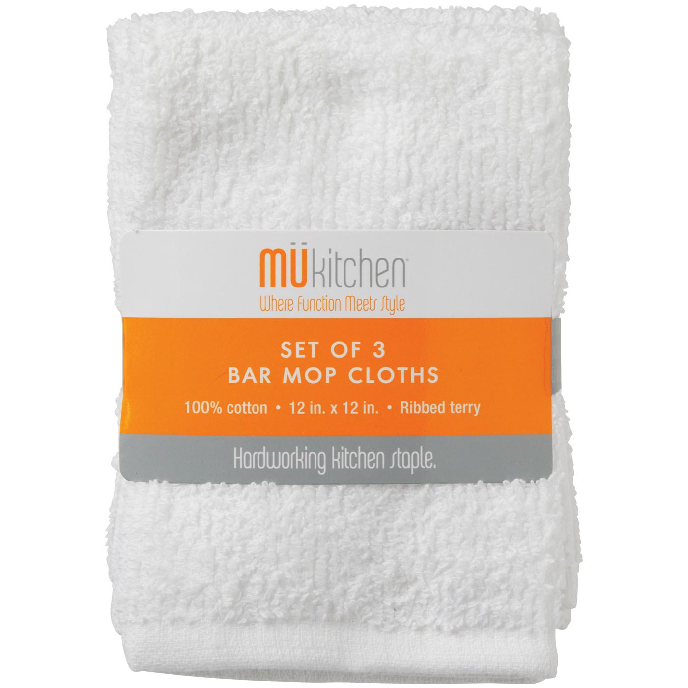 MU Kitchen Bar Mop Cloths - White, 3 Pk; image 1 of 2