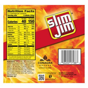 Slim Jim Original Smoked Jerky Meat Snack Sticks - Pantry Pack, 46 ct