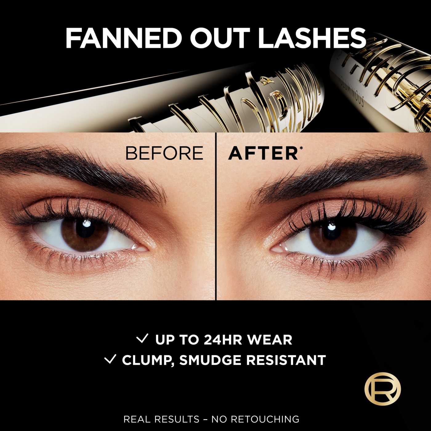 L'Oréal Paris Voluminous Panorama Mascara, Waterproof. Volumizing Black; image 4 of 6