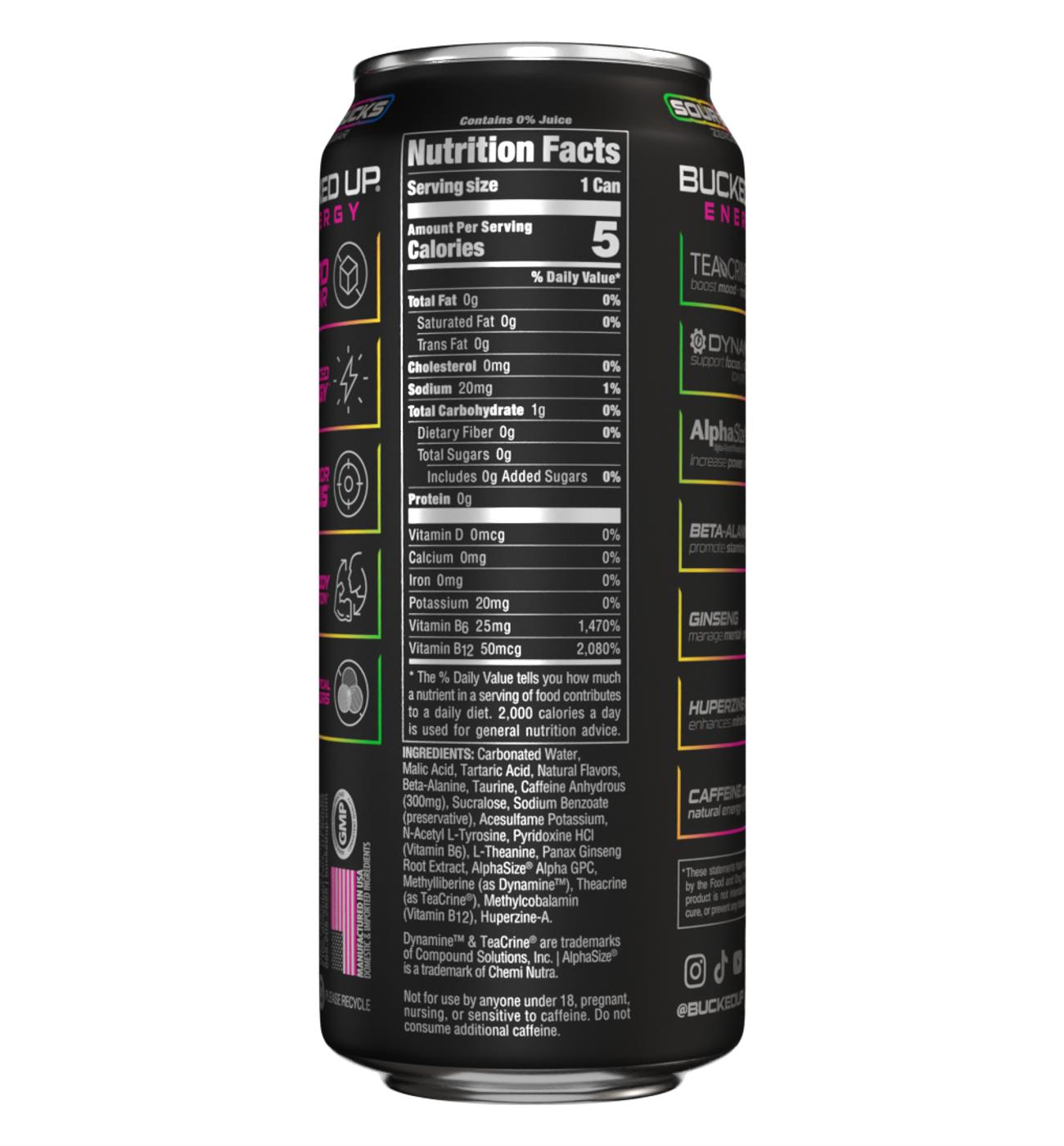 Bucked Up Zero Sugar Energy Drink - Sour Bucks ; image 3 of 4