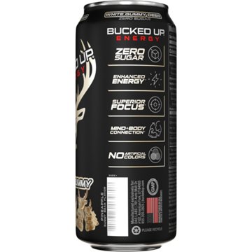 Bucked Up Zero Sugar Energy Drink - White Gummy Deer