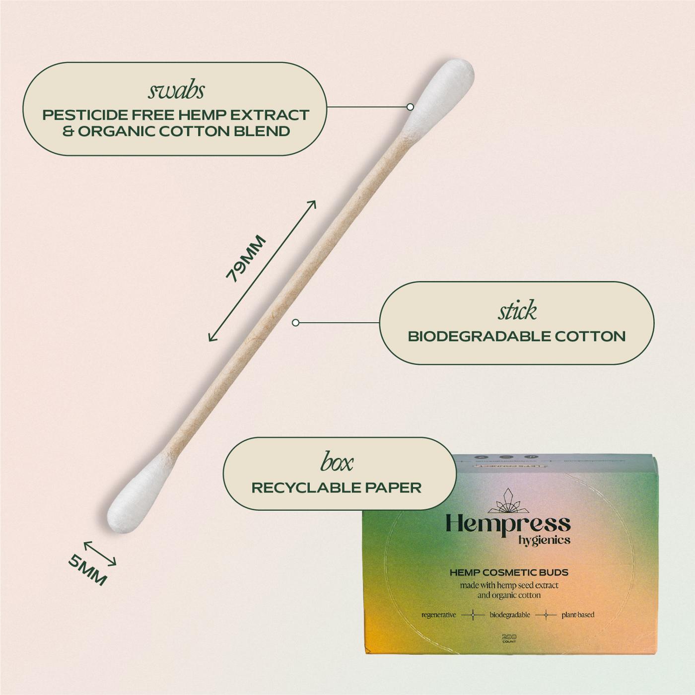 Hempress Hygienics Organic Cotton Cosmetic Ear Swab Buds; image 5 of 6