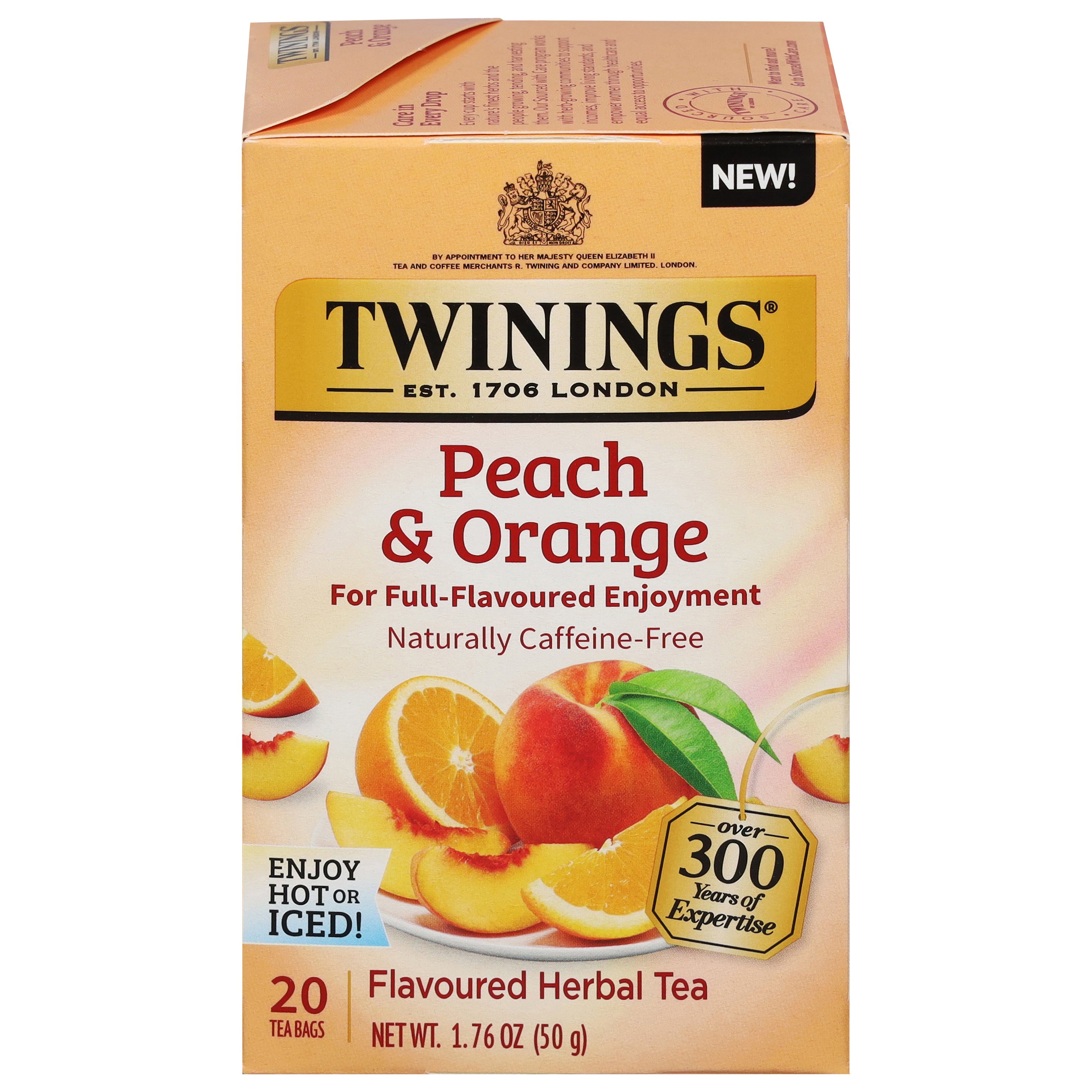 Twinings Peach & Orange Herbal Tea Bags - Shop Tea at H-E-B