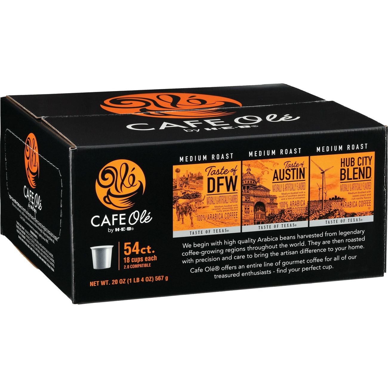 CAFE Olé By H-E-B Taste Of DFW, Austin & Hub City Blend Coffee Single ...