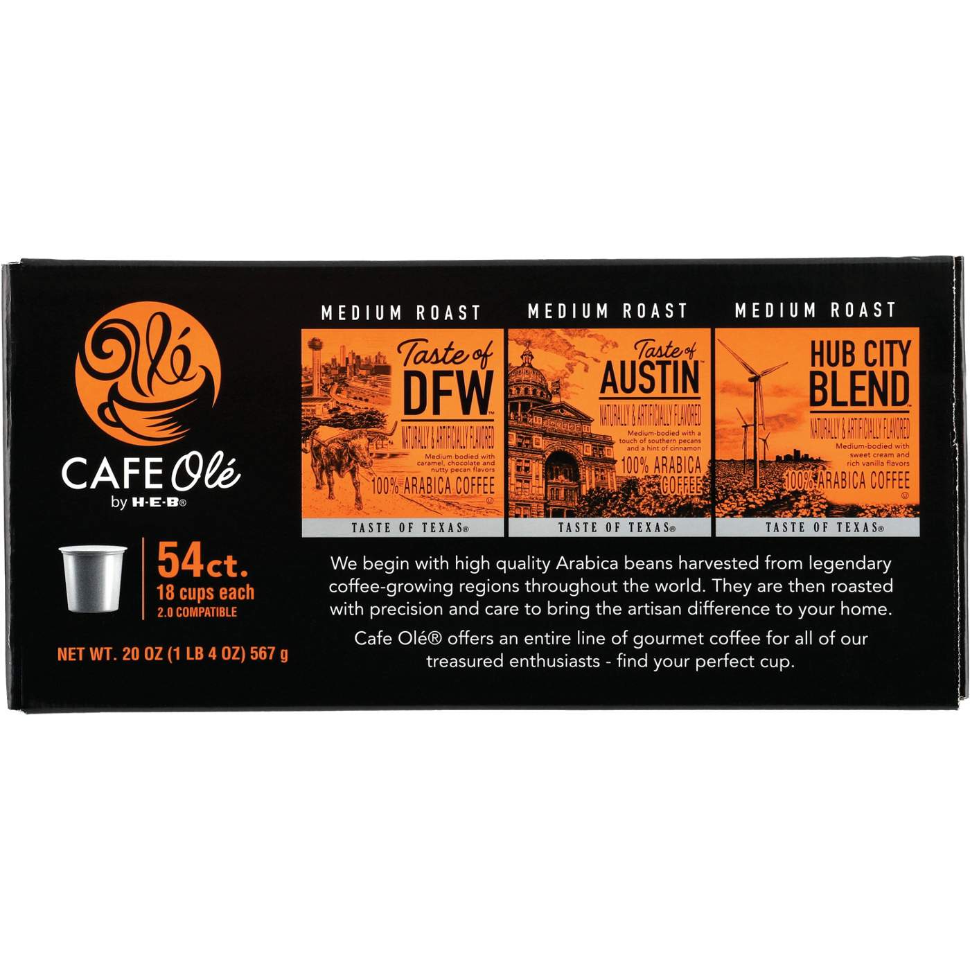 CAFE Olé by H-E-B Taste of DFW, Austin & Hub City Blend Coffee Single Serve Cups Variety Pack; image 2 of 2