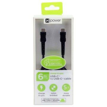 iHome USB-C to USB-C Charging Cable - Black, 6'
