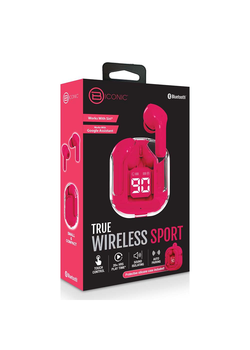 Biconic True Wireless Sport Earbuds Clear Red Shop Headphones At H E B 7994