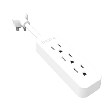 iHome 3-Outlet Power Strip - White, 2'