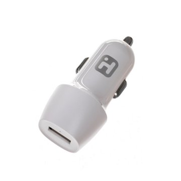 iHome Lightning to USB-A Cable with Car Charger - White, 6'