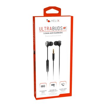 Helix Ultra 3.5mm Aux Earbuds - Black