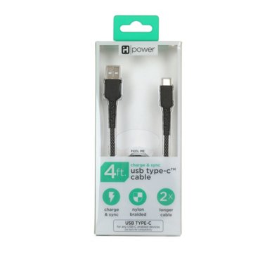 iHome USB-C to USB-A Charging Cable - Black, 4'