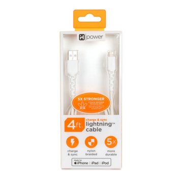 iHome Lightning to USB-A Charging Cable - White, 4'