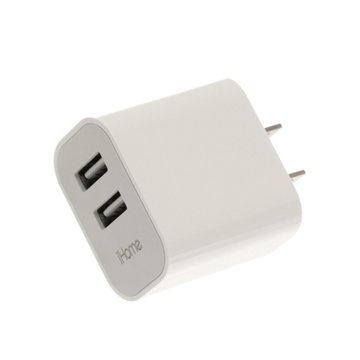 iHome Dual Port USB Wall Charger - White