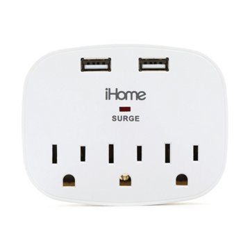 iHome AC & USB Wall Plate - White