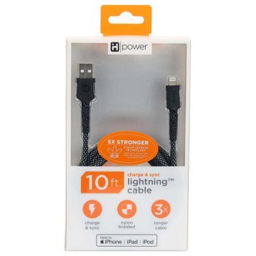 iHome Lightning to USB-A Charging Cable - Black, 10'
