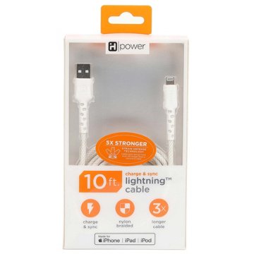 iHome Lightning to USB-A Charging Cable - White, 10'