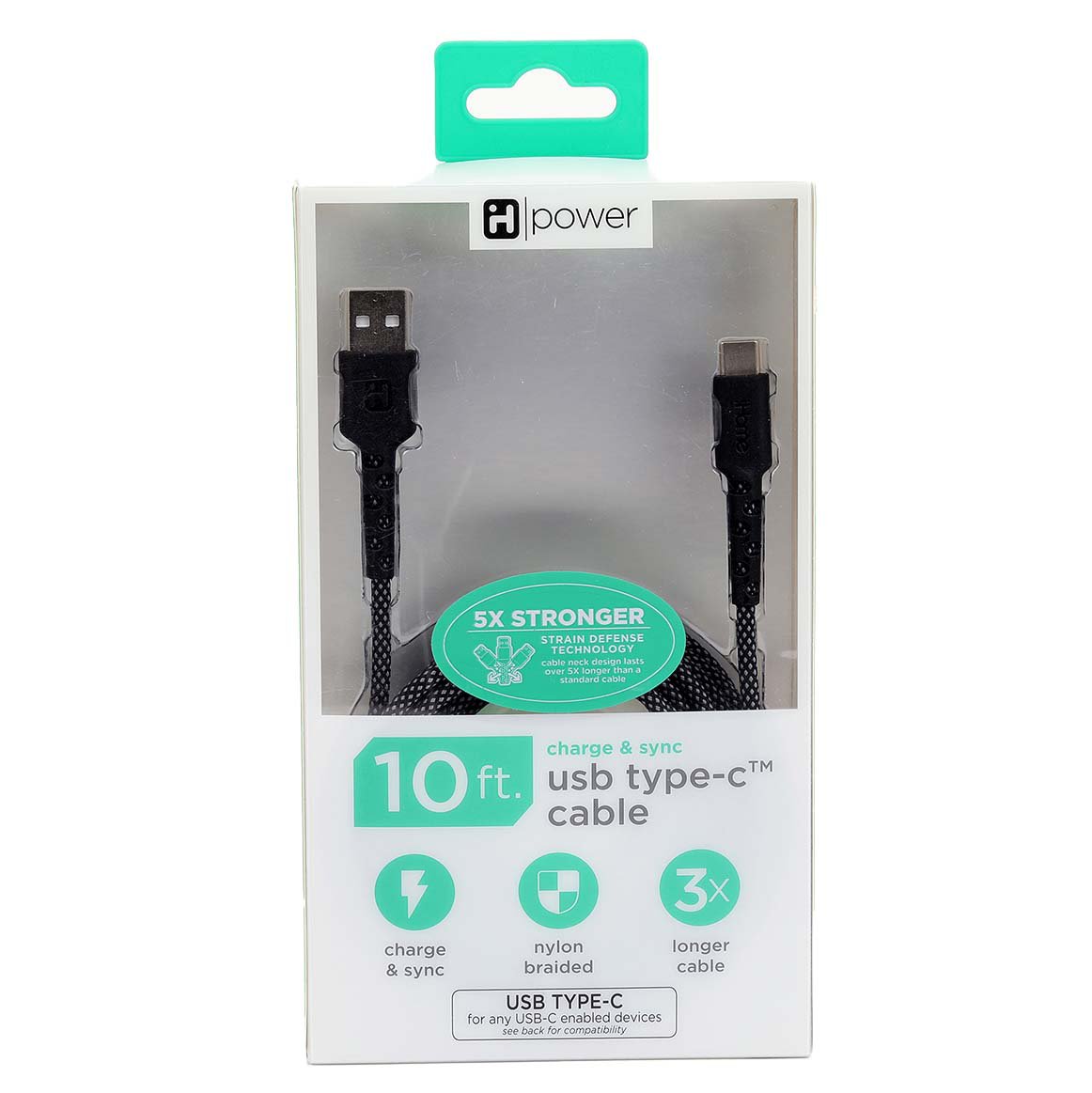 iHome USBC to USBA Charging Cable Black Shop Phone Chargers at HEB