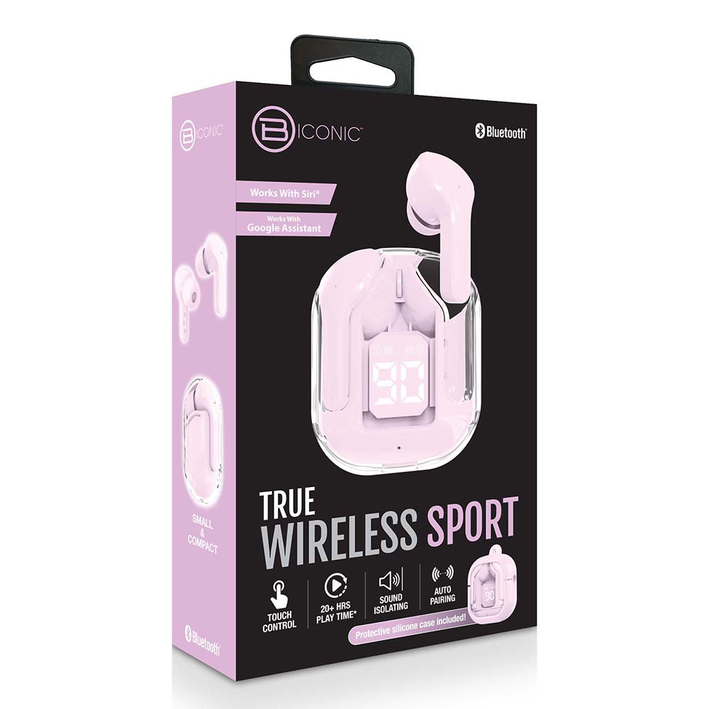 Biconic True Wireless Sport Earbuds Clear Rose Shop Headphones At H E B 0202