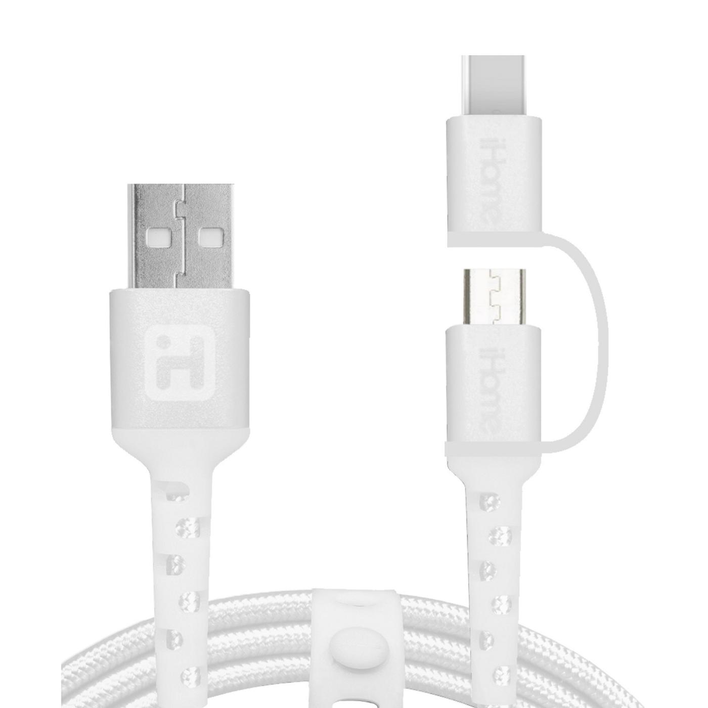 iHome USB-A to USB-C Charging Cable - White; image 2 of 2