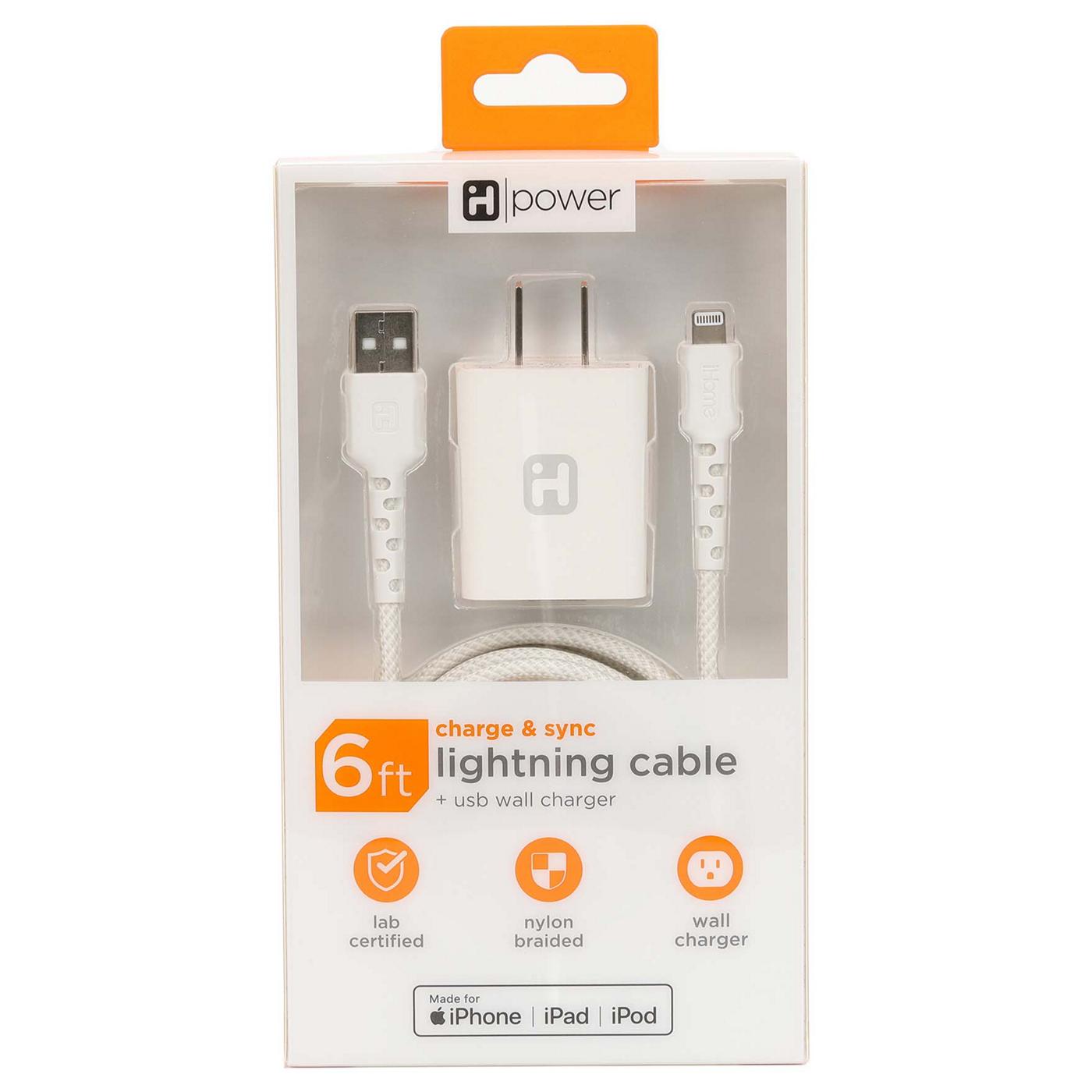 iHome Lightning to USB-A Charging Cable - White; image 1 of 3