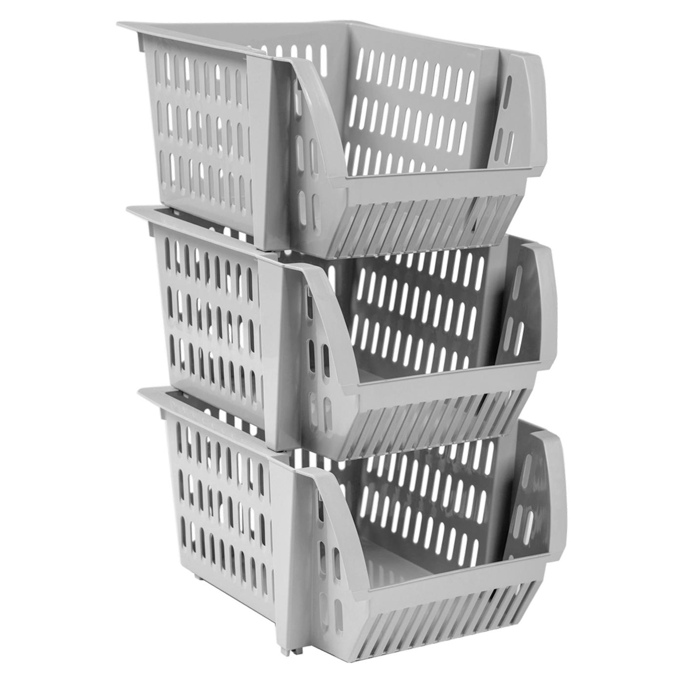 Starplast Small Stacking Bins - Gray - Shop Storage Bins at H-E-B