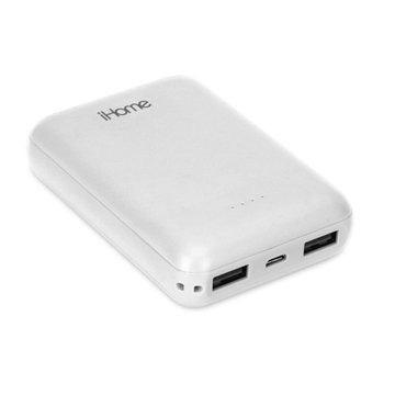 iHome Dual USB Portable Power Bank - White