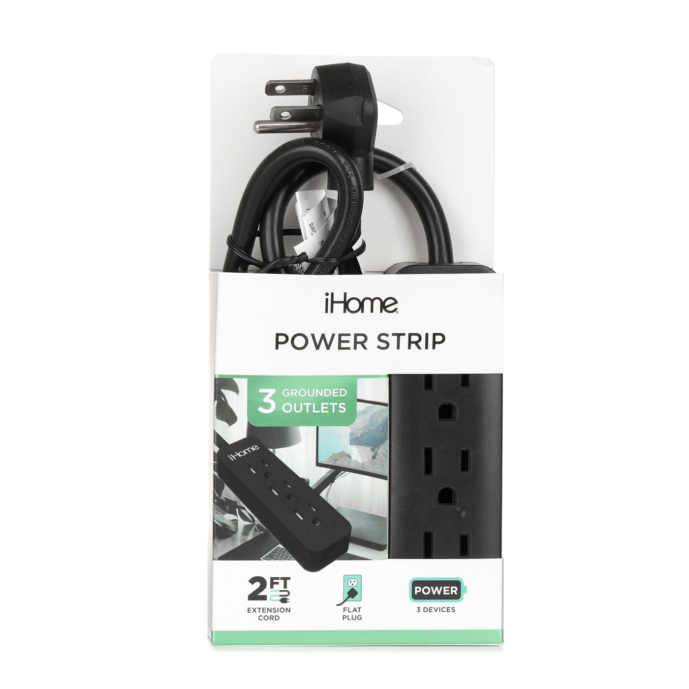 iHome 3-Outlet Power Strip - Black; image 1 of 2