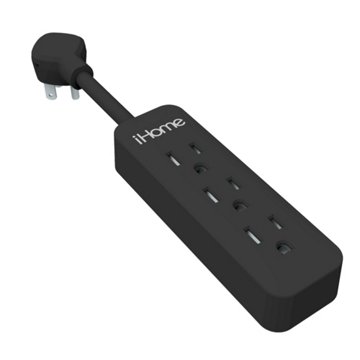 iHome 3-Outlet Power Strip - Black, 2'